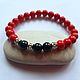 Order Coral bracelet made of corral beads and natural black agate. Exclusive hand painted. Livemaster. . Bead bracelet Фото №3