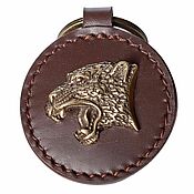 Сумки и аксессуары handmade. Livemaster - original item Leather keychain with jaguar bas-relief. Handmade.