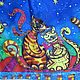 Batik scarf 'Funny cats' gotoposition. Shawls1. OlgaPastukhovaArt. My Livemaster. Фото №5
