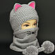 Set of 2 things: Hat with ears Cat Snood with Cat face. Headwear Sets. Space Cat Knitting. Online shopping on My Livemaster.  Фото №2