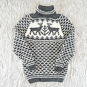 Мужская одежда handmade. Livemaster - original item Knitted sweater with deer (No. №678). Handmade.