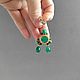 Green earrings with malachite, Byzantine triangular earrings with pearls. Earrings. Nibelung Design Beadwork. My Livemaster. Фото №5