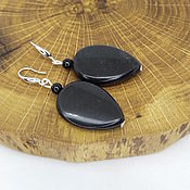 Украшения handmade. Livemaster - original item Earrings Black Highlands (basanite, obsidian). Handmade.