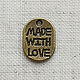 Заказать Подвеска "Made with love" 11х8 арт.У-822 бронза. Фурнитура для шкатулок и творчества. Ярмарка Мастеров. . Элементы для декупажа и росписи Фото №3