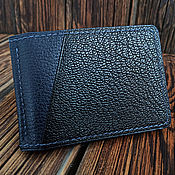 Сумки и аксессуары handmade. Livemaster - original item Clip for handmade black and blue leather bills. Handmade.