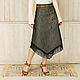 Fringed Denim Skirt With Asymmetric Hem, Embroidery Midi Skirt, High W. Skirts. MUZA. Online shopping on My Livemaster.  Фото №2