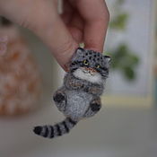 Серый котенок игрушка из шерсти