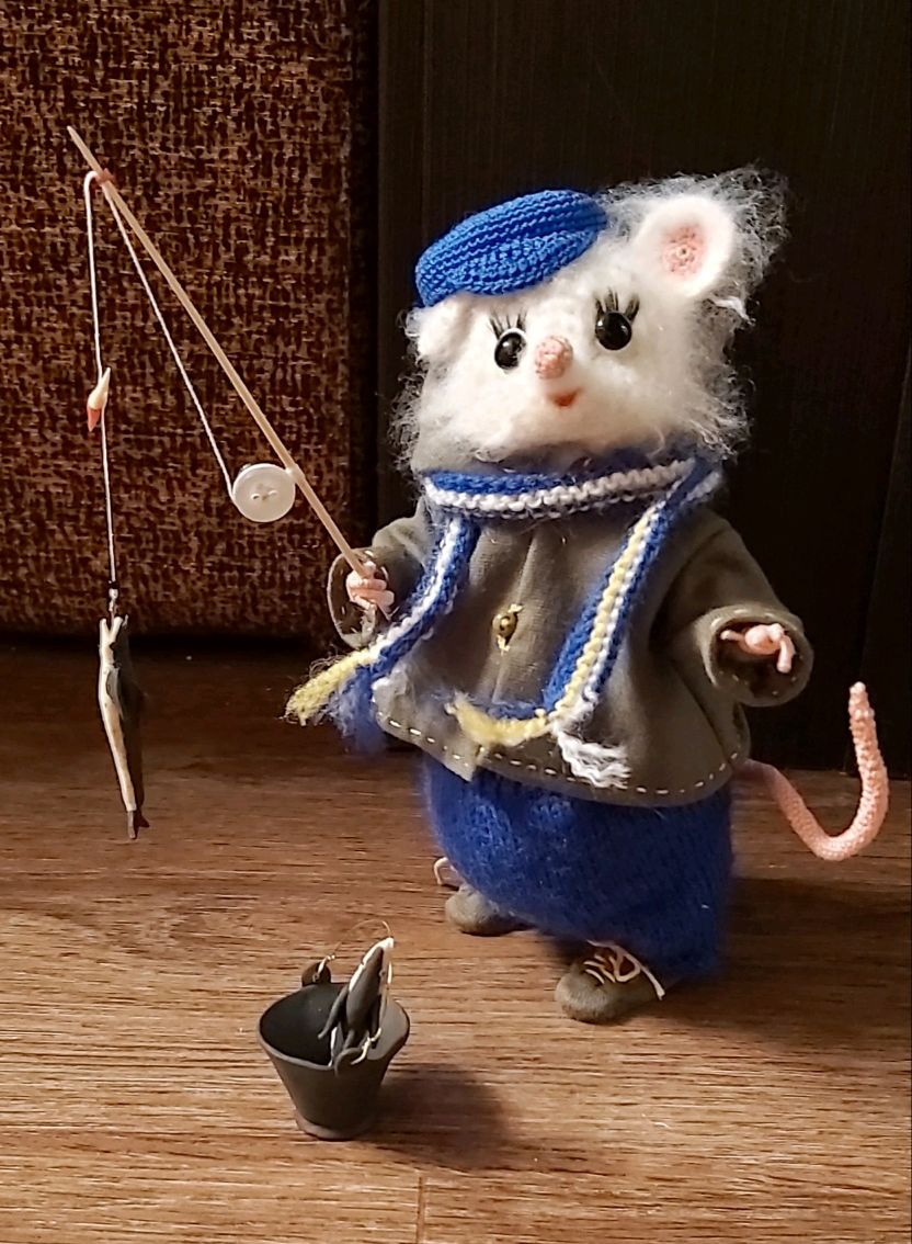 Мышка вязаная. Подарок рыбаку. Мышка крючком. Мышка амигуруми. Мышонок, Мягкие игрушки, Бердск,  Фото №1