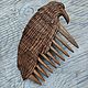 Wooden Hand Carved Hair Comb "Raven", Combs, Sochi,  Фото №1