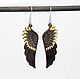 Wood black angel wing earrings, Earrings, Vladimir,  Фото №1