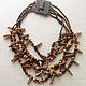 Multistrand necklace "Autumn Sonata" of wood, coconut, seeds, Necklace, Moscow,  Фото №1