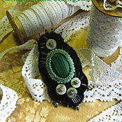 Украшения handmade. Livemaster - original item brooch pendent from beads "Malachite" black green.. Handmade.