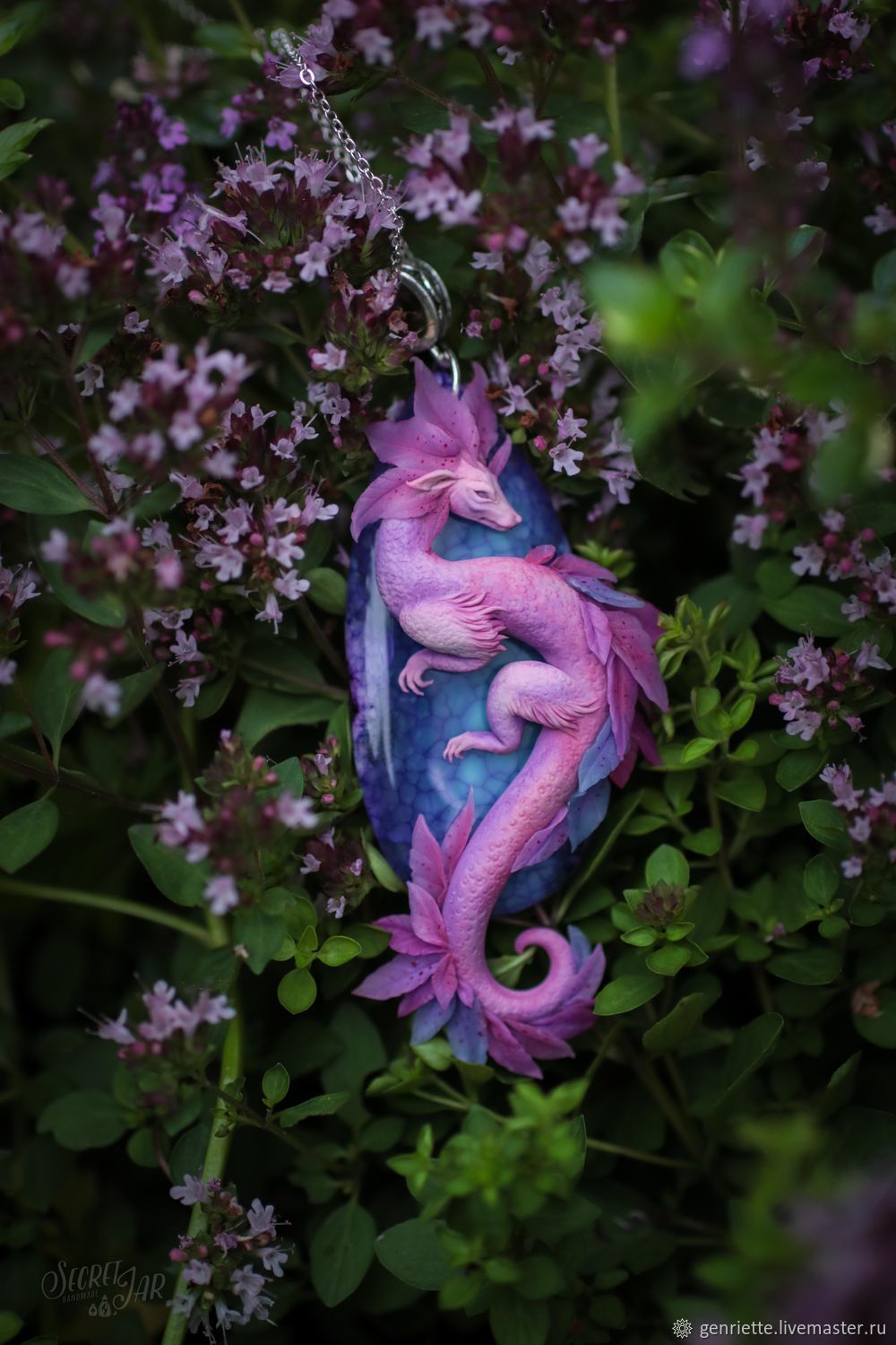 Dragon-Fox pendant ' Pink flower', Pendants, Moscow, Фото №1