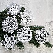 Сувениры и подарки handmade. Livemaster - original item Snowflakes set of 6 pcs. Lace Christmas tree decoration. Handmade.