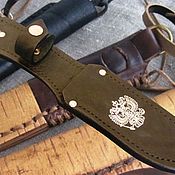 Для дома и интерьера handmade. Livemaster - original item Leather case, cattle leather 3mm., on a button with a suspension on a belt for a knife. Handmade.