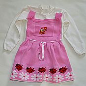 Одежда детская handmade. Livemaster - original item Knitted two-piece,sundress with turtleneck,3-4 years old.. Handmade.
