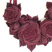 Украшения handmade. Livemaster - original item Necklace Garnet Rose Dance Leather Decoration Handmade Flowers. Handmade.