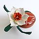 Brooch leather daffodil with carnelian. Brooches. Shagree (Shagree). My Livemaster. Фото №4