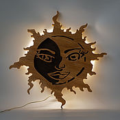 Для дома и интерьера handmade. Livemaster - original item Lamp carved oak Sun-Moon. Handmade.