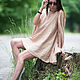 Short beige linen tunic dress - DR0083LE, Tunics, Sofia,  Фото №1
