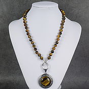 Украшения handmade. Livemaster - original item Necklace-beads with pendant natural stone tiger eye. Handmade.