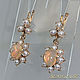 Earrings 'Opal, chamomile pearl' gold 585, opals, pearls. VIDEO, Earrings, St. Petersburg,  Фото №1