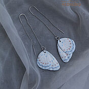Украшения handmade. Livemaster - original item Butterfly earrings made of leather: Snow Pigeons. Handmade.