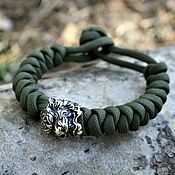 Украшения handmade. Livemaster - original item Paracord bracelet with silver Tiger Bead. Handmade.