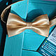 Golden butterfly satin bow tie - great for Christmas party in gold color. Buy bow-tie wholesale in Moscow.
