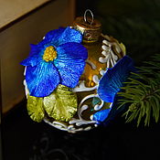 Сувениры и подарки handmade. Livemaster - original item Christmas toy glass Christmas ball flower. Handmade.
