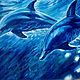 Картина Дельфины Луна Море Волна Холст масло 60х50. Картины. Живописные радости. Интернет-магазин Ярмарка Мастеров.  Фото №2