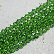 Материалы для творчества handmade. Livemaster - original item Biconuses 3 mm 60 pcs on a string Green. Handmade.