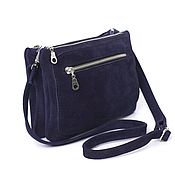 Сумки и аксессуары handmade. Livemaster - original item Crossbody Bag blue suede double-shoulder bag two compartments. Handmade.