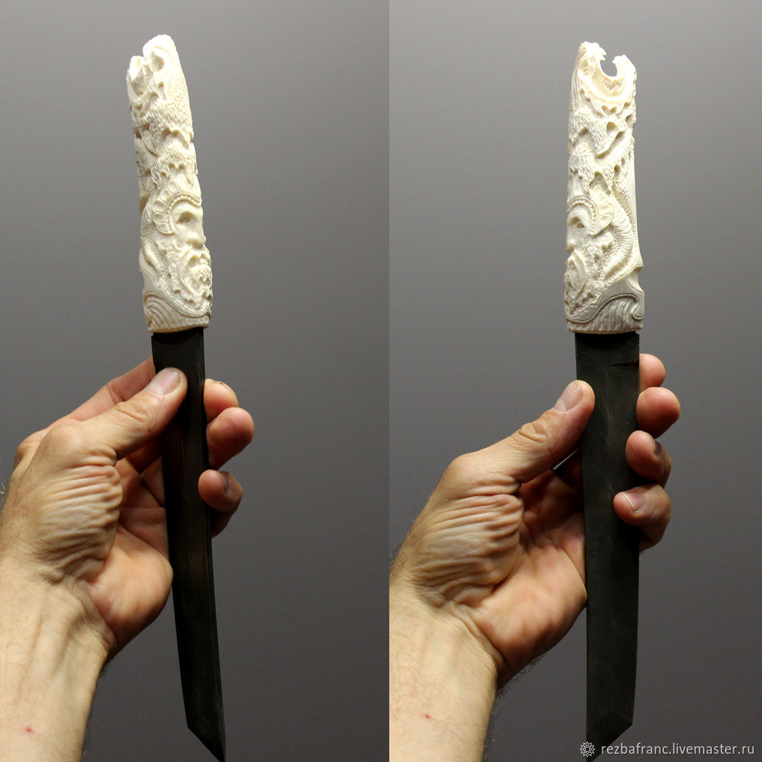 Танто Вервольф ( рог лося,дамаск)кк8 – купить на Ярмарке Мастеров ...