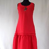 Одежда handmade. Livemaster - original item Dress linen, red. Sleeveless dress. Handmade.