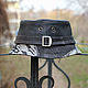 Leather and denim bucket hat BBH-08. Panama. Bluggae Custom Headwear. My Livemaster. Фото №5