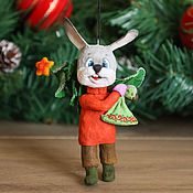 Сувениры и подарки handmade. Livemaster - original item Cotton Christmas tree collectible toy. Bunny from a postcard In. Zarubina. Handmade.