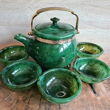 Посуда ручной работы. Ярмарка Мастеров - ручная работа Чайный набор из Нефрита. Handmade.
