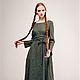 Linen dress 'Beauty of simple lines' (green smoky), Dresses, St. Petersburg,  Фото №1
