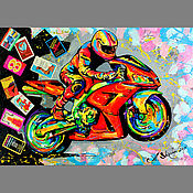 Картины и панно handmade. Livemaster - original item Painting with a biker "The Expendibility". Handmade.
