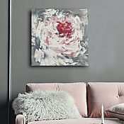 Картины и панно handmade. Livemaster - original item Painting in the kitchen with a peony Peony on a gray background Abstract peony in the kitchen. Handmade.