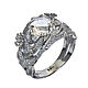 Авторское серебряное кольцо 925 с натуральными камнями горный хрусталь, Кольца, Москва,  Фото №1