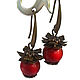 Earrings rose Red coral Bronze, brass. Earrings. Jewelry Elena. Online shopping on My Livemaster.  Фото №2