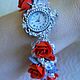 Hours with red roses from polymer clay8. Watches. Marlen. My Livemaster. Фото №5