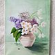Oil painting flower bouquet, flowers in a vase daffodils lilac. Pictures. marselart. My Livemaster. Фото №5