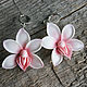 White orchid earrings, polymer clay. Earrings. Studio Flower Jewelry (studioflowernn). Online shopping on My Livemaster.  Фото №2