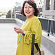 Льняное платье в пол  желто-зеленое с вышивкой Перья. Платья. natalini  Женская одежда. Интернет-магазин Ярмарка Мастеров.  Фото №2
