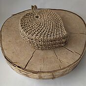Hat for bath, sauna made of linen with embroidery