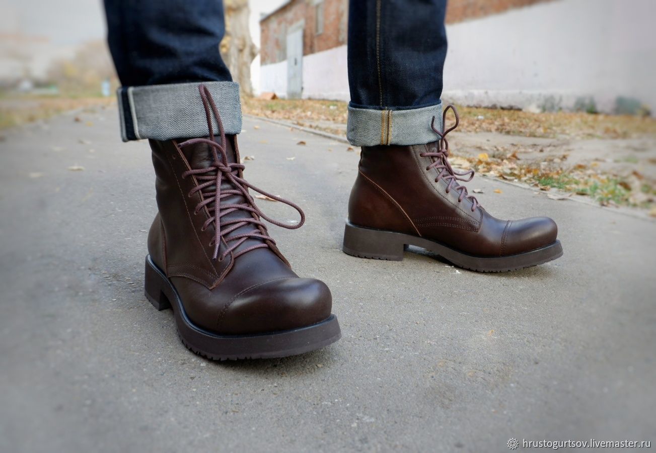 Ботинки: брутальные мужские ботинки из натуральной кожив военном стиле винтернет-магазине Ярмарка Мастеров по цене 23700 ₽ – PVVBIBY