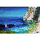 Pintura al óleo paisaje marino 'frente a la costa de Grecia' yate de mar, Pictures, Belorechensk,  Фото №1